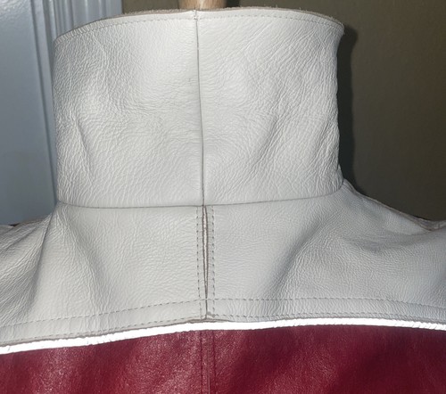 Hein Gericke Leather Padded Jacket Red White Motorcycle Womens Size 8 - Picture 14 of 21