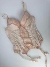 RARE Coquette Fairy Victoria  s Secret Angel Lace Corset Peach Garter 34B