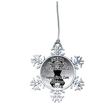Melanoma Awareness Believe 2024 Silver Snowflake Christmas Ornament Gift