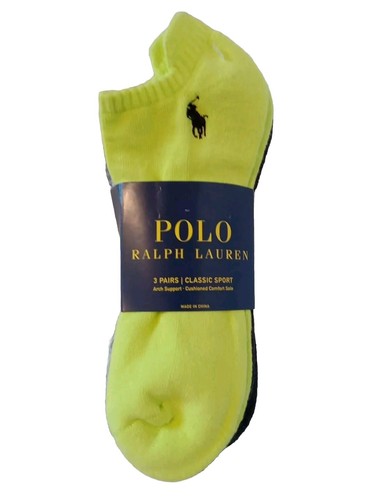 NWT Polo Ralph Lauren Mens 10-13 Classic Sport Low Cut Socks 3pk Green Black