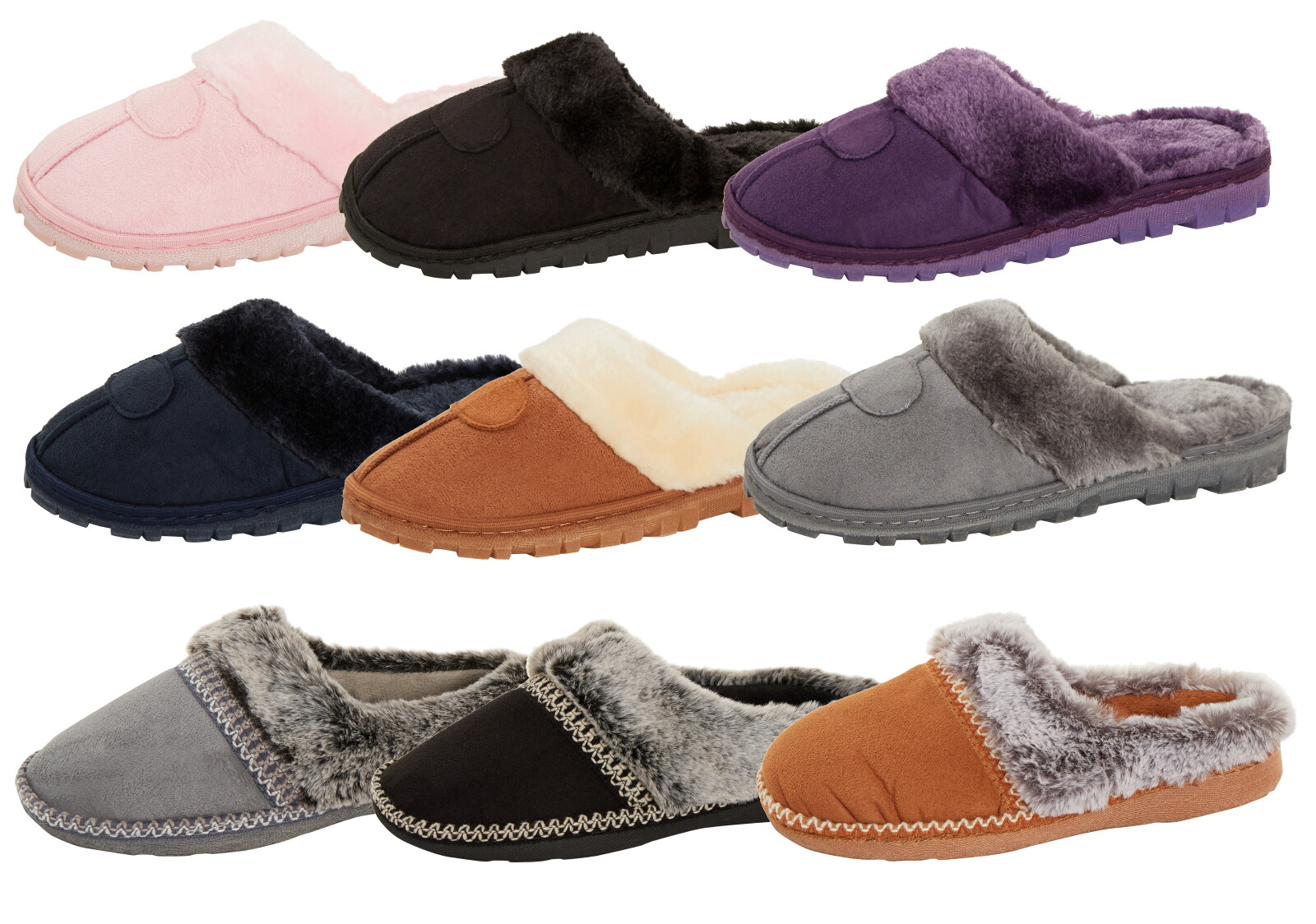 SAOLA Pantofole da donna foderate in pile slip on mulo donna peluche pelliccia sintetica casa scarpe regalo
