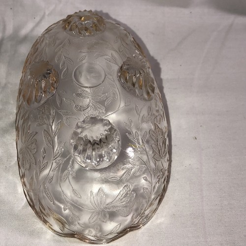 Vintage Jeannette Glas Louisa klar oval 4 Fuß offen Bonboniere mit Goldrand - Bild 5 von 9