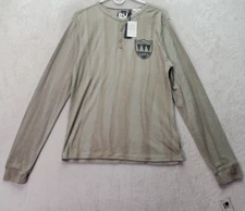 Buffalo by David Bitton Shirt Men's Small Green Cotton Long Sleeve Henley Neck