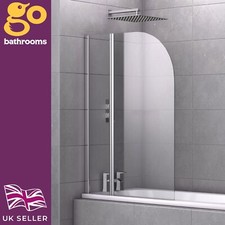 Curved Bath Screen with 6mm Safety Glass Double Panel 1400mm Aluminium Frame