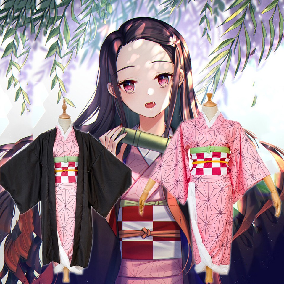 Demon Slayer: Kimetsu no Yaiba Nezuko Kamado Cosplay Kimono Disfraz de Halloween EE. UU.