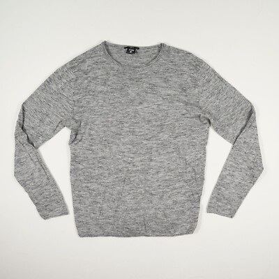 FSBN Herren Pullover Gr. L grau meliert Strickpullover Langarm Rundhals Feinstri