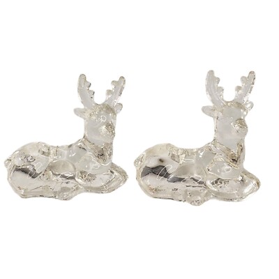 Bidermann Deer Buck Stag Candle Holder Small Taper Miniature Glass Pair 2.5''