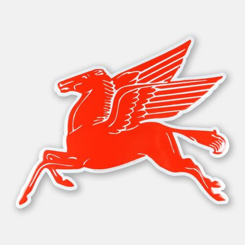 22" X 18" Mobil Pegasus Premium Large Embossed Aluminum Metal Tin Tacker Sign