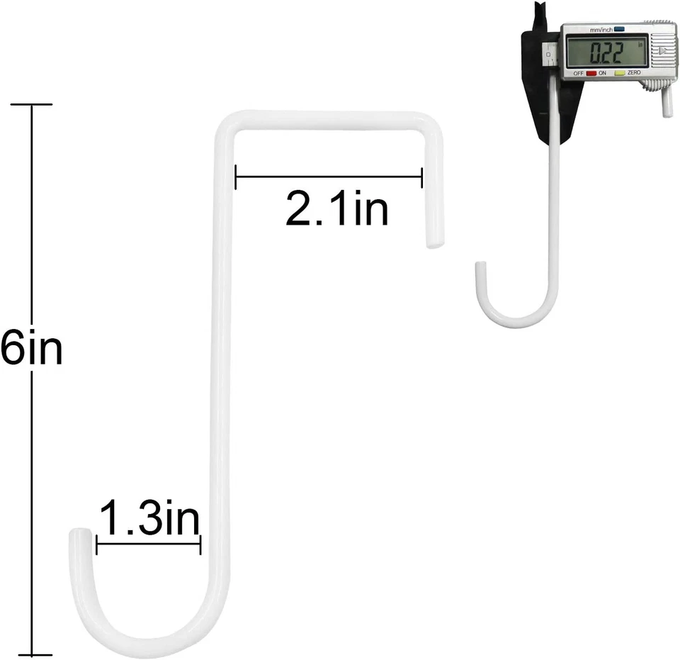 Paquete de 6 ganchos de vinilo para patio de 2 X 6 pulgadas blanco con recubrimiento en polvo Foto 2 de 4