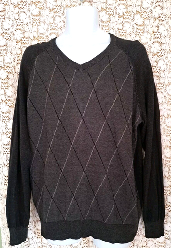 Covington Argyle Sweater Men's Size XL Black/Gray Long Sleeve Casual Comfort