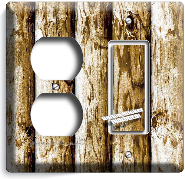 RUSTIC WOOD LOGS LIGHT SWITCH OUTLET WALL PLATE HUNTING CABIN BARN ...