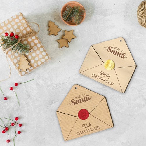 Sobre personalizado con letras de Papá Noel con diseño navideño grabado para niños - Imagen 5 de 7