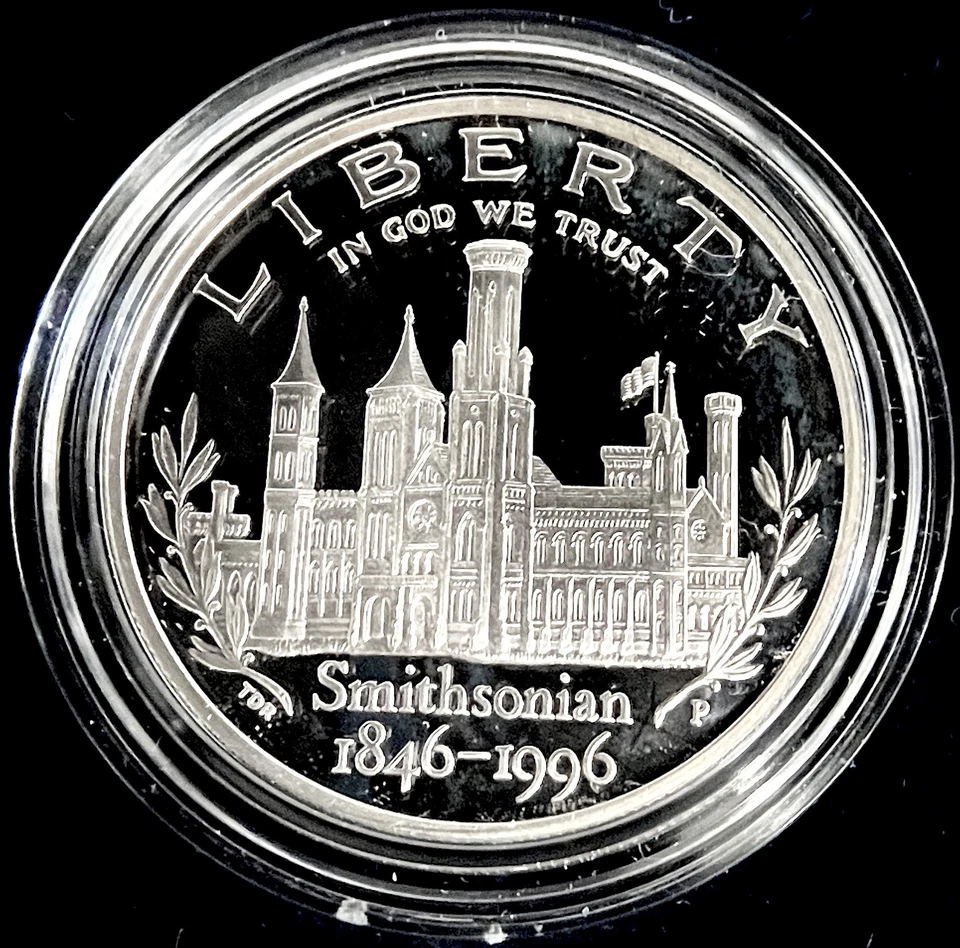 1996 P SMITHSONIAN INSTITUE $1 SILVER DOLLAR PROOF COMMEMORATIVE BOX - Image 3 of 3