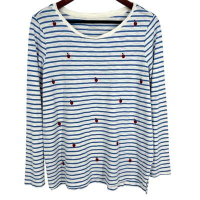 Talbots Plus Size X 1X Modal Cotton Teacher Apple Blue Blouse Shirt Top Womens