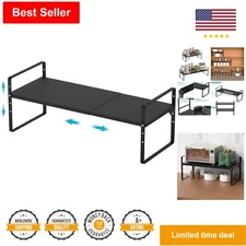 Sturdy Adjustable Expandable Spice Rack - Heavy Duty Steel Metal - Black