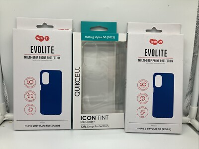 Moto G Stylus 5G 2022 Tech-21 EvoLite Multi-drop Protection Phone Case Lot