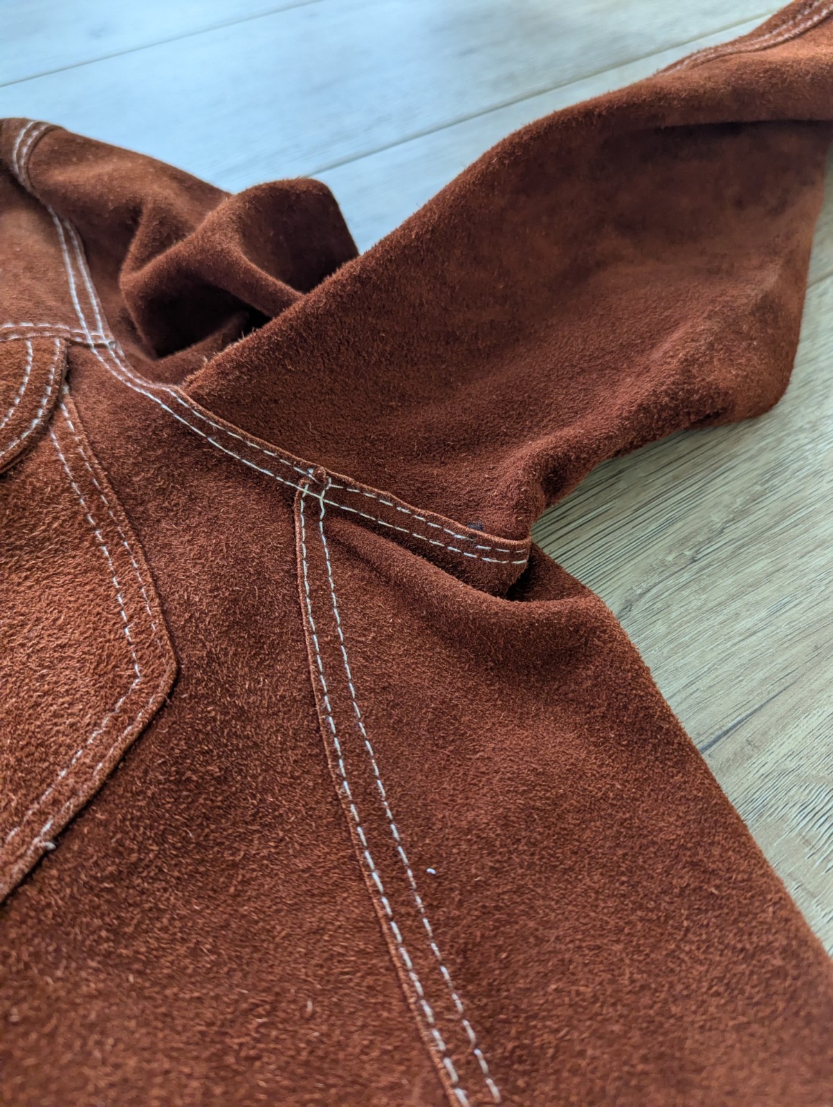 Vintage Brown Suede Button Front Basic Jacket Men… - image 16