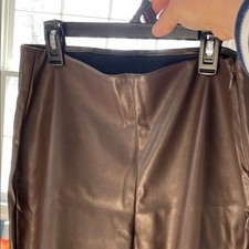 Old Navy Womens 10 Extra High Rise Skinny Faux Leather Pants Brown Side Zip NWT