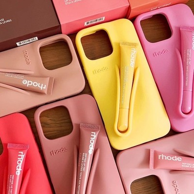 Rhode ''Summer Lip Gloss'' & 3D Silicon Case For iphone 17 Pro Max 16 15 14 13 12