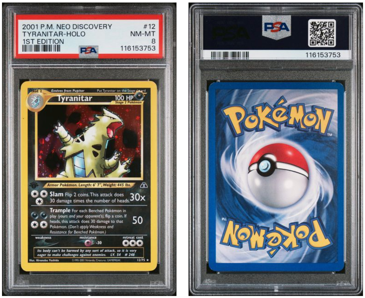 2001 POKEMON NEO DISCOVERY #12 TYRANITAR-HOLO 1ST EDITION PSA NM-MT 8