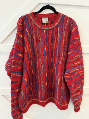Red - Purely Australian Coogi Style Wool Sweater XL Winter Crewneck