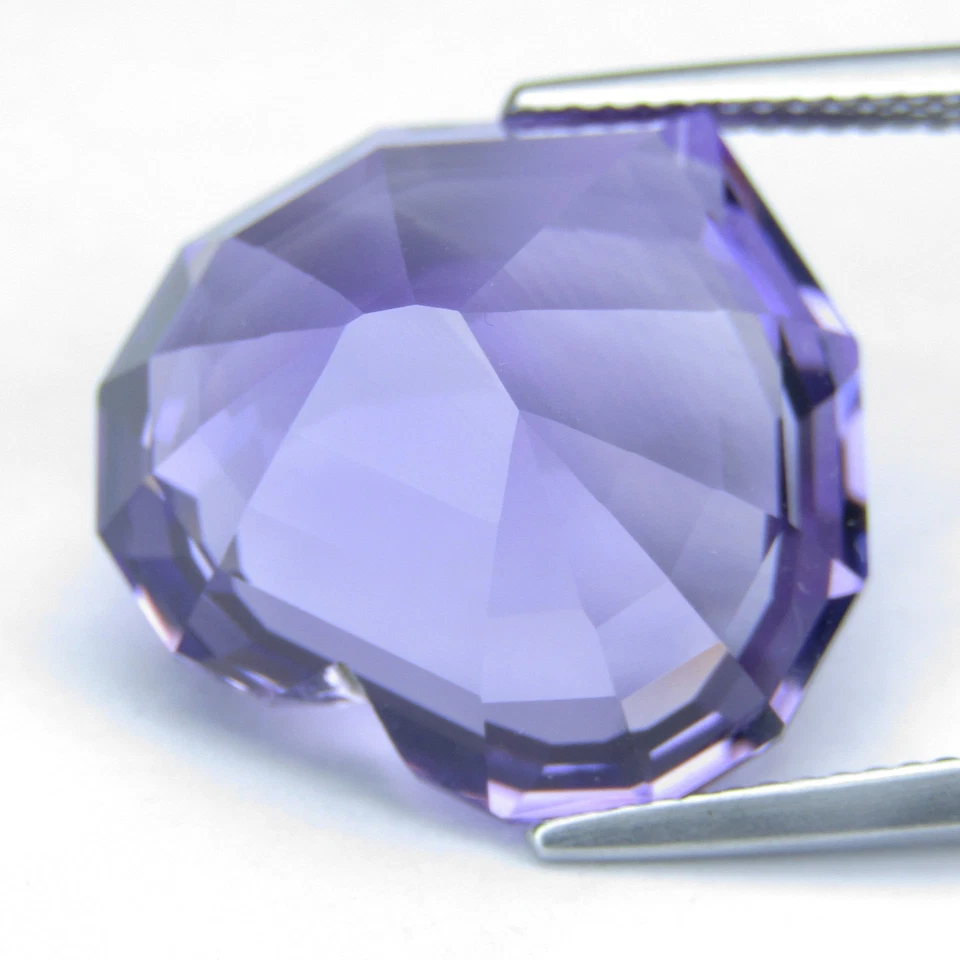 22.32Cts Glorious Natural Purple Amethyst Heart Custom Cut Loose Brazil Gemstone - Image 2 of 4