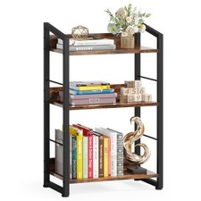 Book Shelf Small Bookshelf: 3-Tier Wood Bookcase Industrial Bookshelf with Edge