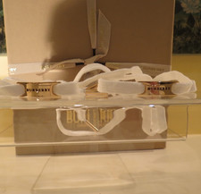 NEW AUTHENTIC BURBERRY LOGO WHITE & GOLD TONE...