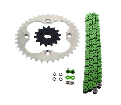 1988-1989 Honda TRX250R 250R 520-92 Green O Ring Chain & Sprocket Silver 14/38