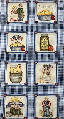 Vtg Marcus Brothers Dianna Marcum Country Squares Fabric 3 Yards Apple Chicken