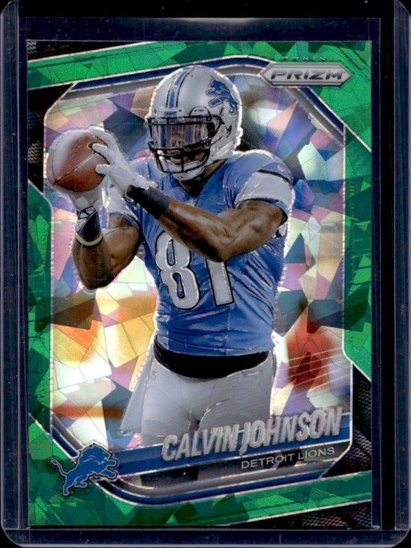 2025 Panini Prizm Calvin Johnson Green Ice #111 Lions