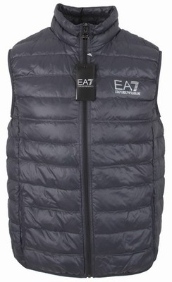 Emporio Armani EA7 Herren Daunen Weste Ultraleicht Steppweste Grau Größe L