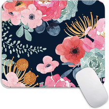 Square Mouse Pad Pink Flower, Personalized Premium-Textured Custom Mouse Mat Des