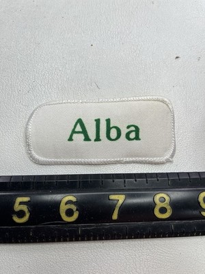Green Letter NAME ALBA Patch (Uniform Workwear ID Work Shirt Mechanic) T179
