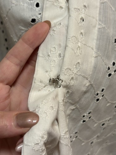 Vintage Early 1900s Edwardian White Cotton Eyelet And Silk Robe Dressing Gown XL - Picture 14 of 24