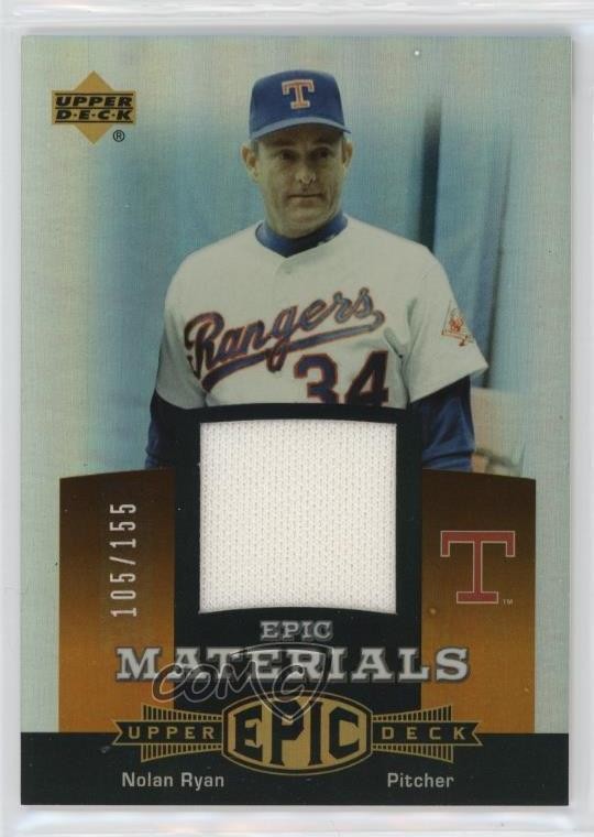 2006 Upper Deck Epic Materials Dark Orange 105/155 Nolan Ryan #EM-NR3 HOF n8a