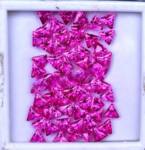 CERTIFIED Elegant Pink Sapphire 50 Pcs 7 mm Natural Trillion Cut Loose Gemstone - Picture 5 of 8