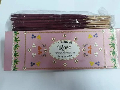 Premium Flora Agarbatti Rose Naturduft handgerollt Räucherstäbchen 100g