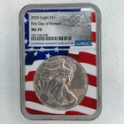 2020 Silver American Eagle NGC MS 70 First Day of Release Flag Holder