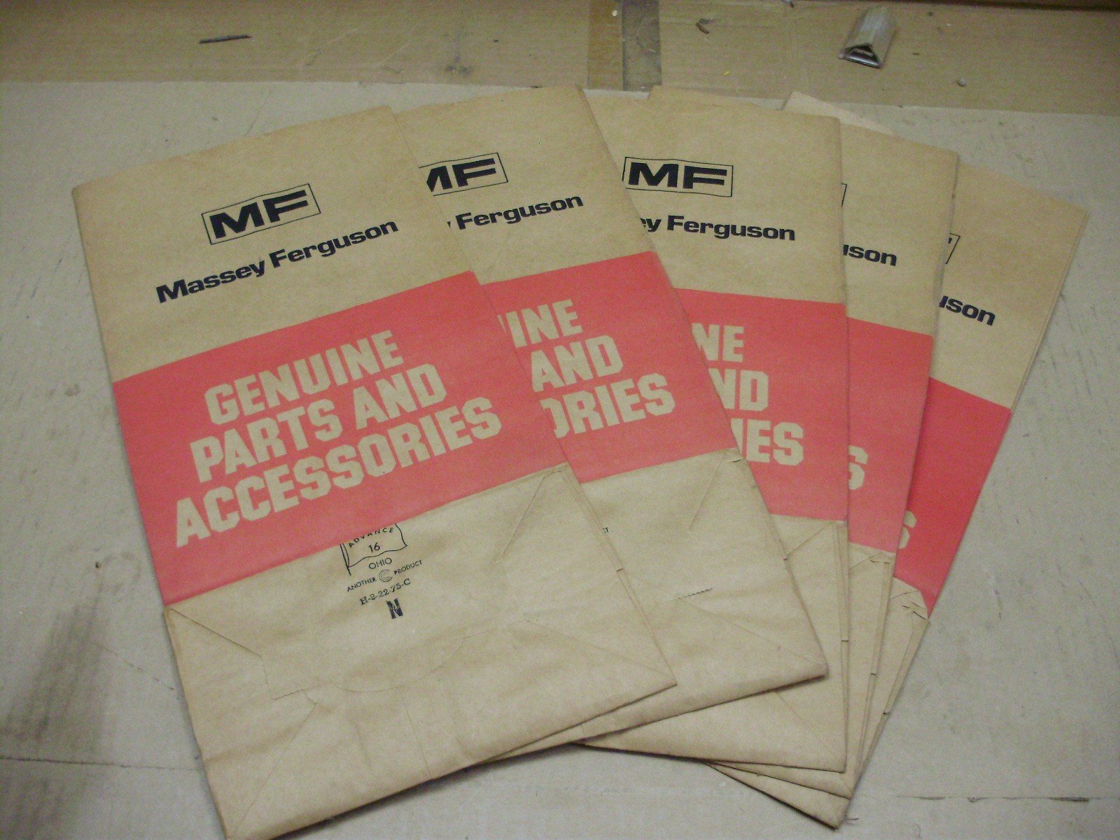 Massey Ferguson Genuine Parts And Accessories Paper Bags, Lot of 5, 16-1/4" High