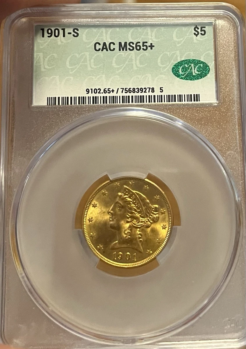 MS 65 Graded 1901 Year Half Eagle $5 US Gold Coins (Pre - 1933