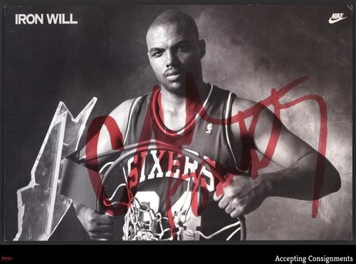 Charles Barkley Autograph Signed 5x7 Nike Poster Card NBA 76ers AUTO w/ JSA COA