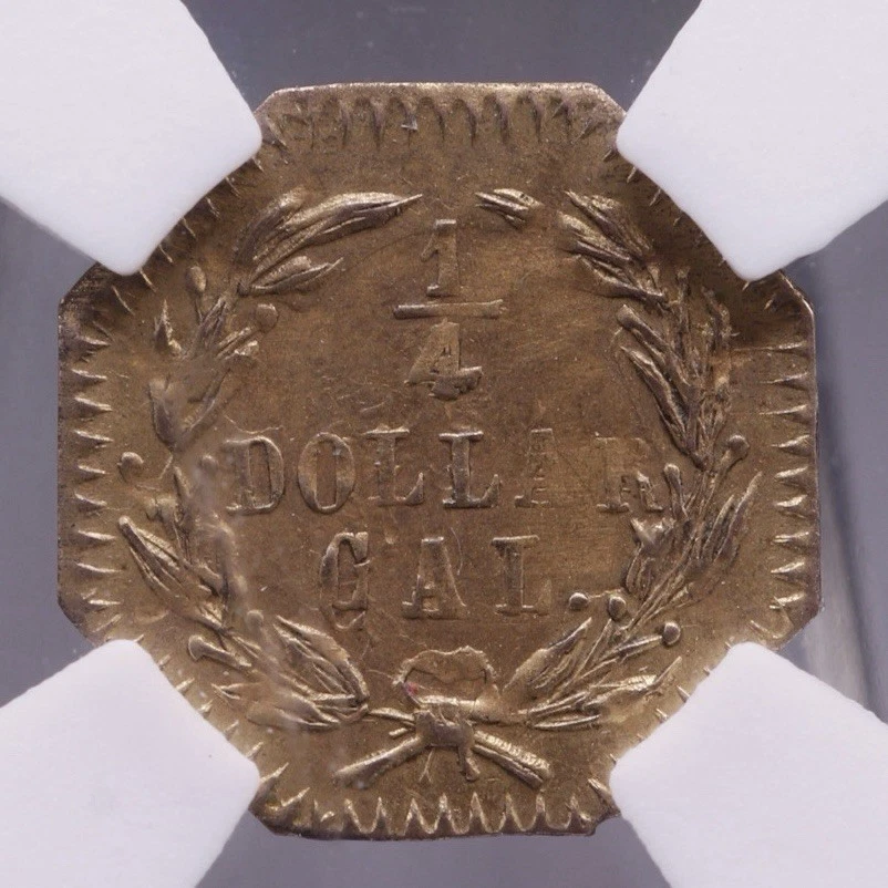 1876 Octagonal Gold Quarter Dollar BG-780 NGC MS64 Octagonal Liberty Cali Gold - Image 2 of 4