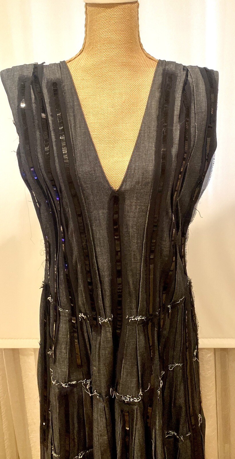 BOTTEGA VENETA ABSOLUTELY FABULOUS DENIM DRESS WITH UNIQUE SEQUINS DESIGN, S image 6