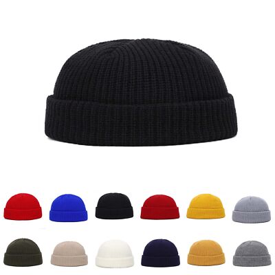 Mini Short Beanie Hut Winter Warm Gestrickt Gerippt Docker Skull Cap