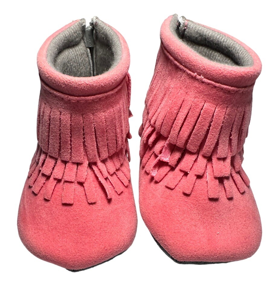 Sweet N Swag Pink Fringe Mox Boots Moccasin Booties. Infant Size 1 - NEW
