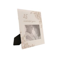 Image of 25 Wonderful Years Pale Grey Glass Gold Floral Frame 6" x 4"