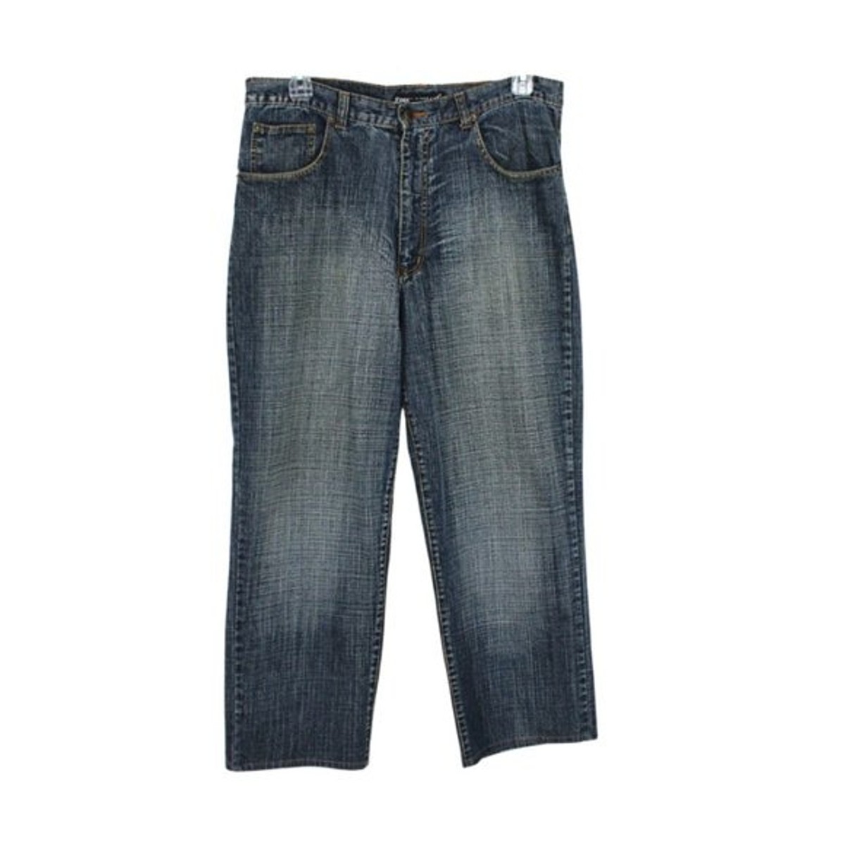 Eddie Domani Jeans Raw Edge Loose Fit Distressed Zipper