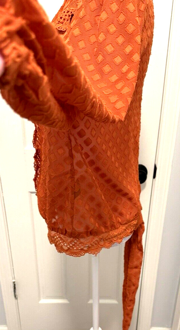 Haute Fox Sheer Rust Diamond Shape Pattern Long S… - image 11