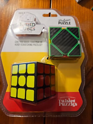 Professor Puzzle Twisted Double Pack Carbon  Diamond And Classic Cubes. New